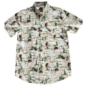 Western Cowboy Shirt S 100% Cotton Short Sleeve Button-Up